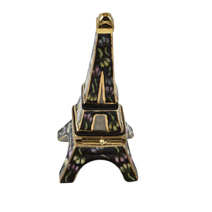 Rochard "Eiffel Tower Black with Flowers" Limoges Box