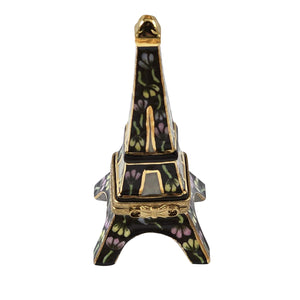 Rochard "Eiffel Tower Black with Flowers" Limoges Box