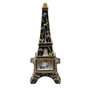 Rochard "Eiffel Tower Black with Flowers" Limoges Box