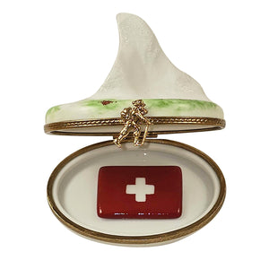 Rochard "Matterhorn with Removable Swiss Flag" Limoges Box