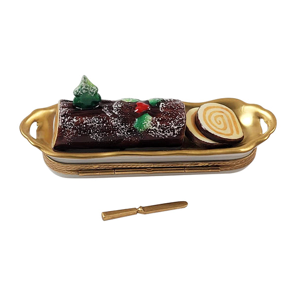 Load image into Gallery viewer, Rochard &quot;Buche De Noel with Knife&quot; Limoges Box
