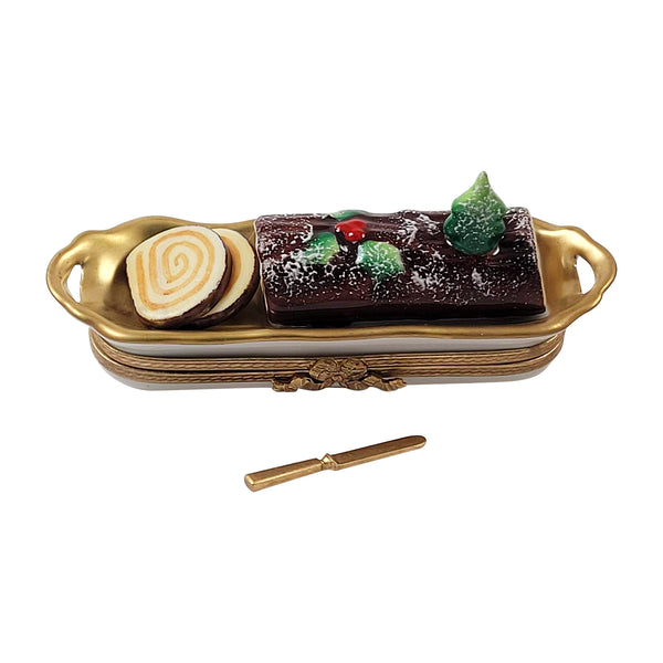 Load image into Gallery viewer, Rochard &quot;Buche De Noel with Knife&quot; Limoges Box
