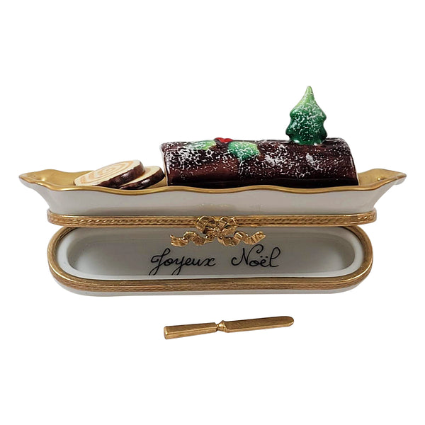 Load image into Gallery viewer, Rochard &quot;Buche De Noel with Knife&quot; Limoges Box
