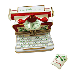 Rochard "Christmas Typewriter with Letter" Limoges Box