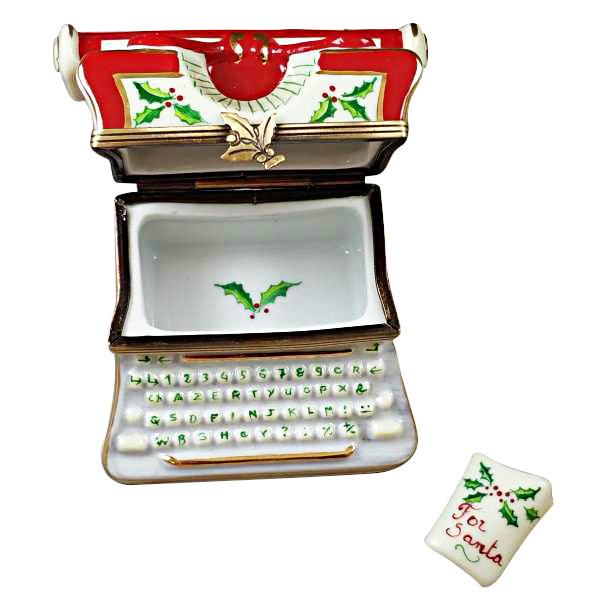 Load image into Gallery viewer, Rochard &quot;Christmas Typewriter with Letter&quot; Limoges Box
