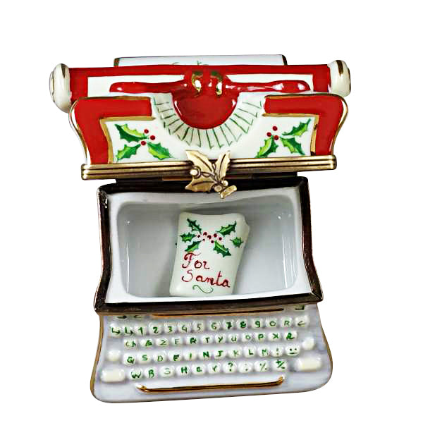 Load image into Gallery viewer, Rochard &quot;Christmas Typewriter with Letter&quot; Limoges Box
