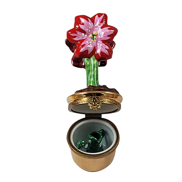 Load image into Gallery viewer, Rochard &quot;Red and Pink Amaryllis with Watering Can&quot; Limoges Box
