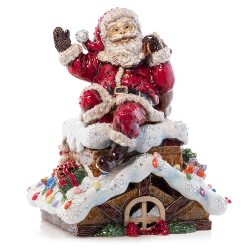 Jay Strongwater Rooftop Santa Music Figure - Jingle Bells