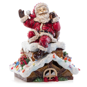 Jay Strongwater Rooftop Santa Music Figure - Jingle Bells