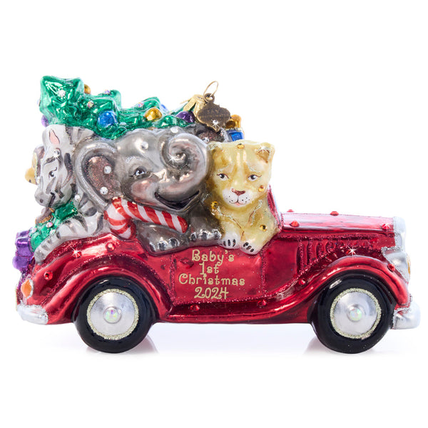 Load image into Gallery viewer, Jay Strongwater Baby&#39;s First Rolls Royce Glass Ornament
