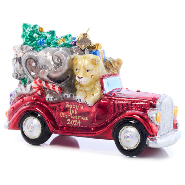 Load image into Gallery viewer, Jay Strongwater Baby&#39;s First Rolls Royce Glass Ornament
