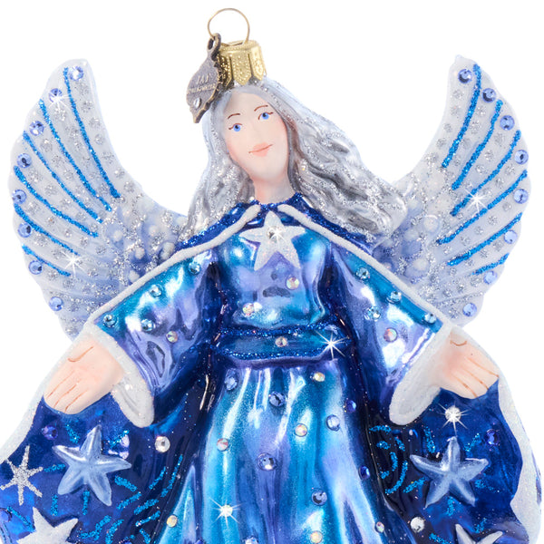 Load image into Gallery viewer, Jay Strongwater Night Angel Glass Ornament
