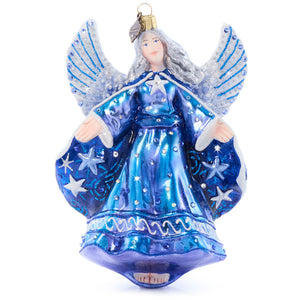 Jay Strongwater Night Angel Glass Ornament