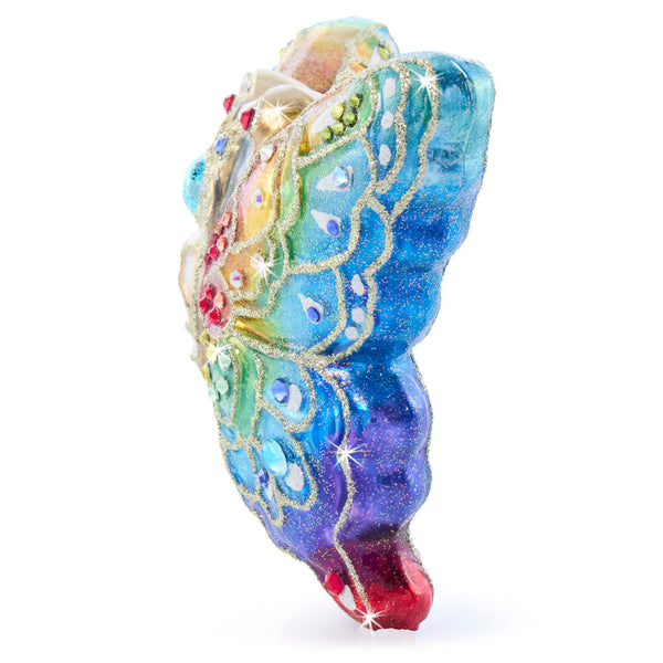 Load image into Gallery viewer, Jay Strongwater Rainbow Butterfly Glass Ornament
