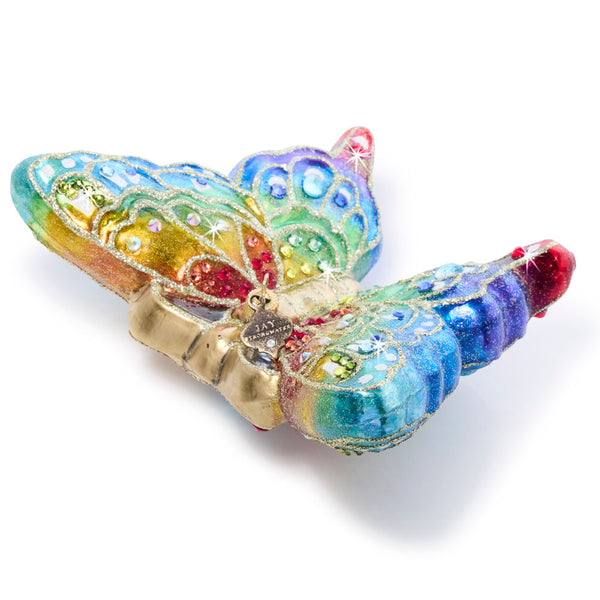 Load image into Gallery viewer, Jay Strongwater Rainbow Butterfly Glass Ornament
