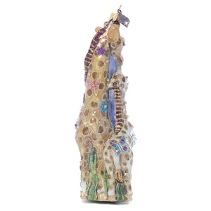 Jay Strongwater Mom and Baby Giraffe Glass Ornament