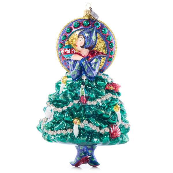 Load image into Gallery viewer, Jay Strongwater Nouveau Christmas Glass Ornament
