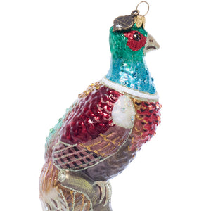 Jay Strongwater Pheasant Glass Ornament