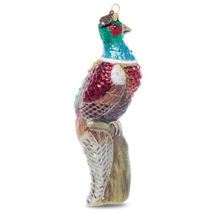 Jay Strongwater Pheasant Glass Ornament