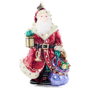 Jay Strongwater Bountiful Santa Glass Ornament