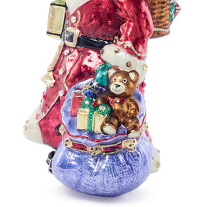 Jay Strongwater Bountiful Santa Glass Ornament