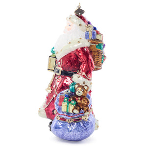 Jay Strongwater Bountiful Santa Glass Ornament