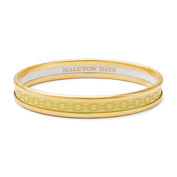 Load image into Gallery viewer, Halcyon Days Skinny Chain Buttercup &amp; Gold Enamel Bangle
