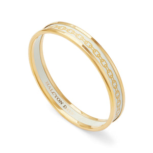 Halcyon Days Skinny Chain Cream & Gold Enamel Bangle