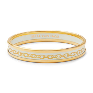 Halcyon Days Skinny Chain Cream & Gold Enamel Bangle