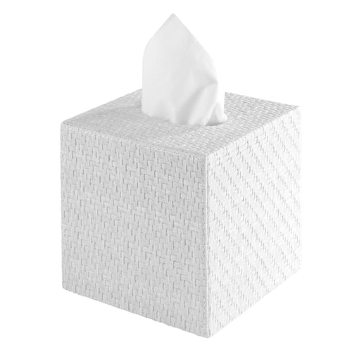 Bodrum Linens Wicker White Tissue Box