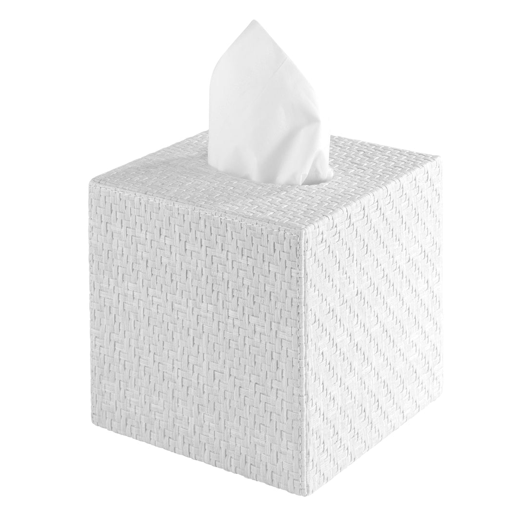 Bodrum Linens Wicker White Tissue Box