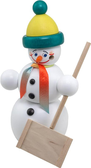 Seiffener Volkskunst Snowman Snow Removaler 6.3" Incense Smoker