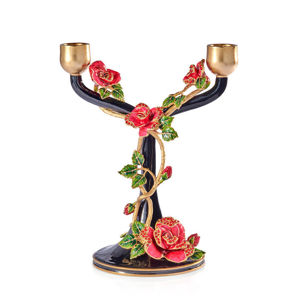 Load image into Gallery viewer, Jay Strongwater Lisha Night Bloom Double Candlestick
