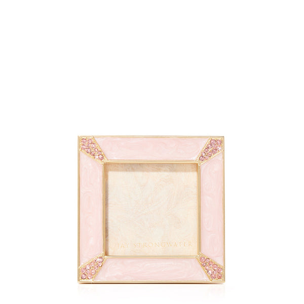 Load image into Gallery viewer, Jay Strongwater Leland Pavé Corner 2&quot; Frame - Baby Pink
