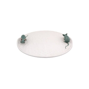 Bordallo Pinheiro Cheese Trays - White Lily Cheese Tray With Mouse