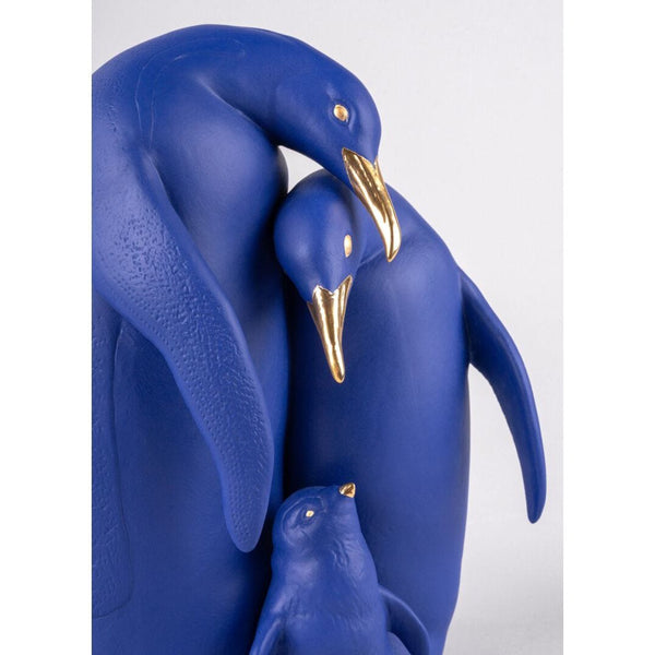 Load image into Gallery viewer, Lladro Penguin Family Sculpture - Limited Edition - Blue and Gold
