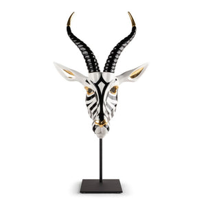 Lladro Antelope Mask - Black and Gold Sculpture