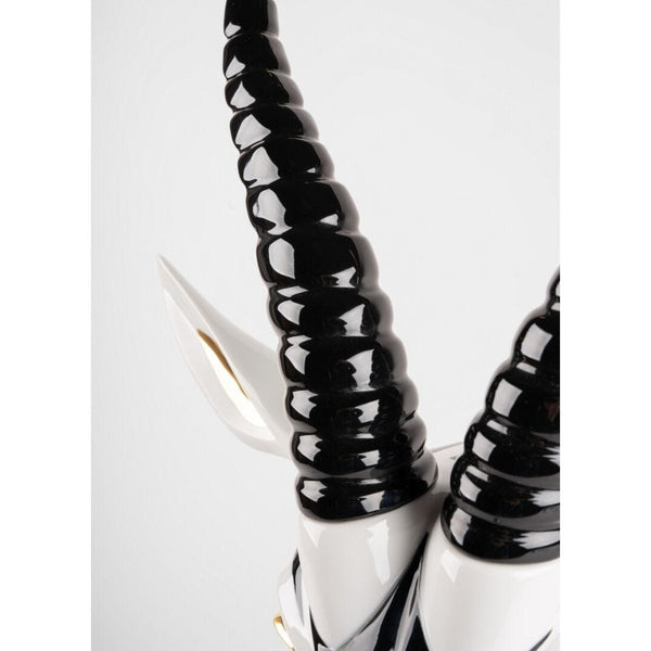 Load image into Gallery viewer, Lladro Antelope Mask - Black and Gold Sculpture
