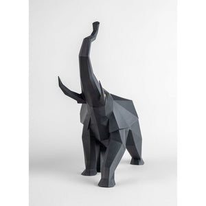 Lladro Elephant Sculpture - Black Matte