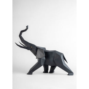 Lladro Elephant Sculpture - Black Matte