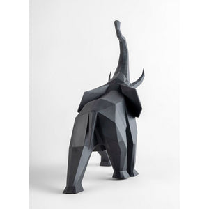 Lladro Elephant Sculpture - Black Matte