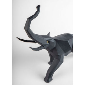 Lladro Elephant Sculpture - Black Matte