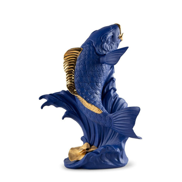 Load image into Gallery viewer, Lladro Koi Sculpture - Blue &amp; Gold - Limited Edition
