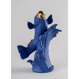 Lladro Koi Sculpture - Blue & Gold - Limited Edition