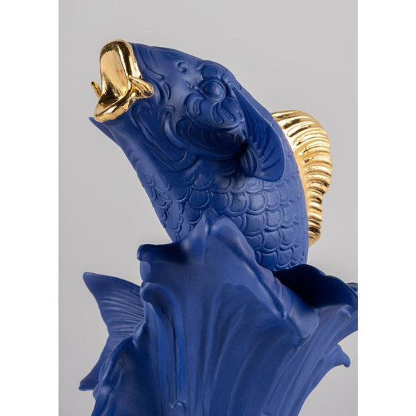 Load image into Gallery viewer, Lladro Koi Sculpture - Blue &amp; Gold - Limited Edition
