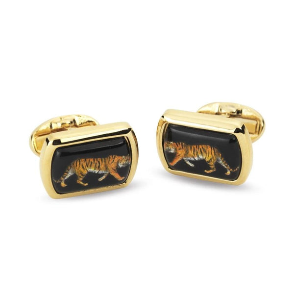 Load image into Gallery viewer, Halcyon Days Tiger Rectangular Cufflinks
