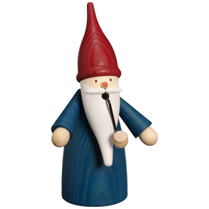 Seiffener Volkskunst Gnome In Blue 6.3" Incense Smoker