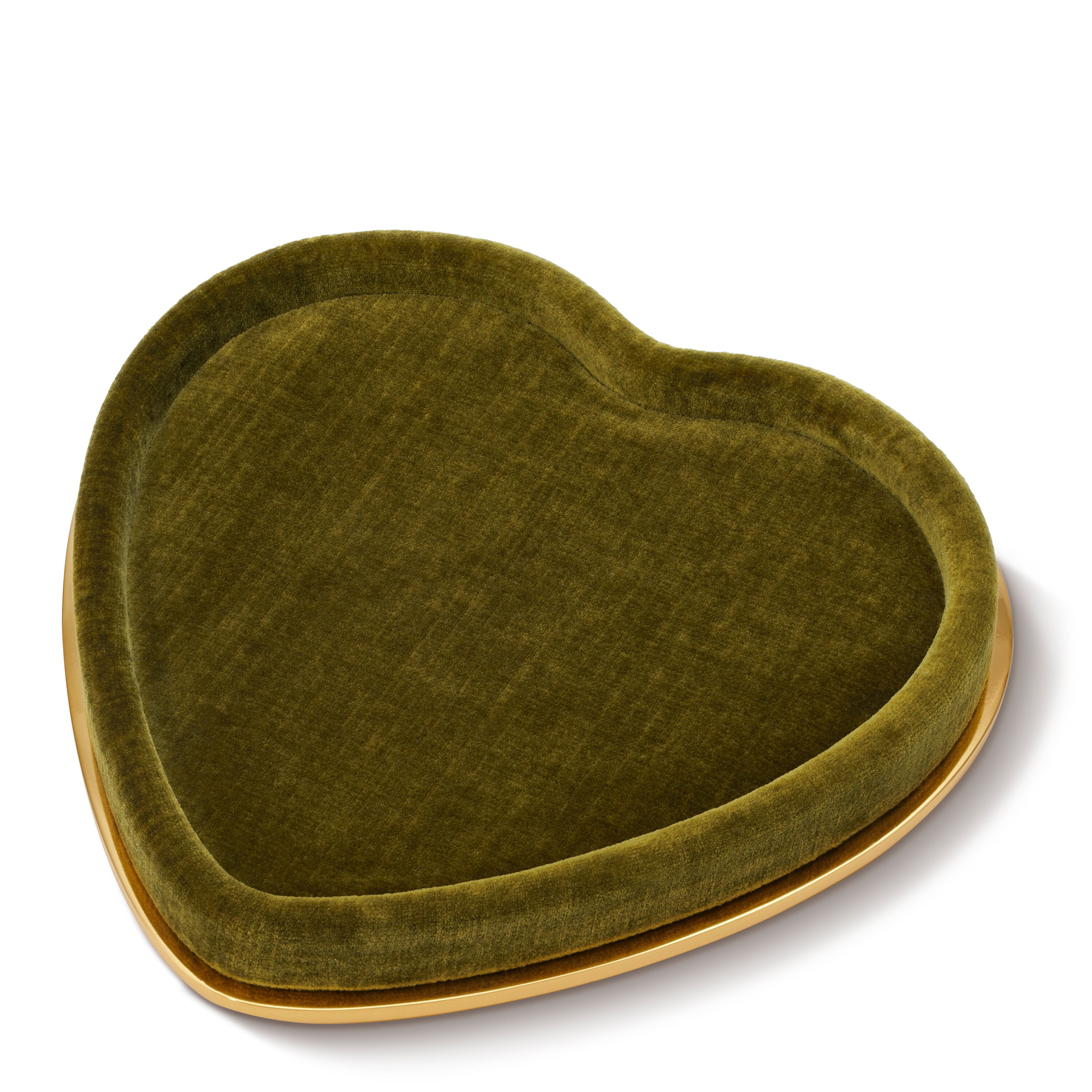 AERIN Valentina Velvet Heart Tray Moss Lifelong Collectibles