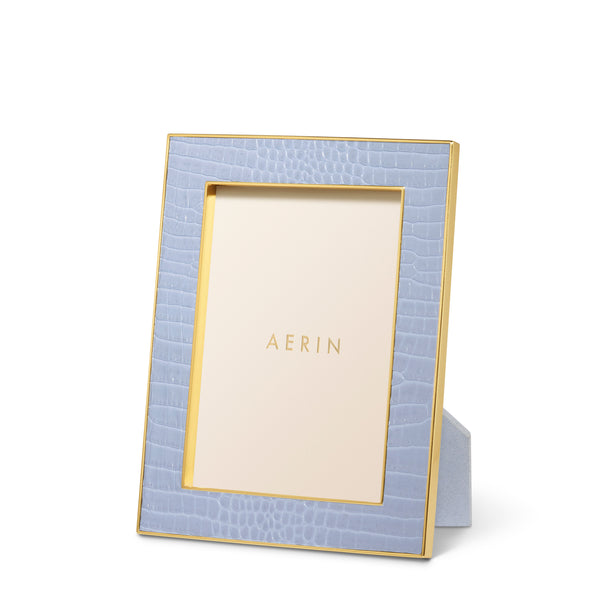 Load image into Gallery viewer, AERIN Classic Croc Leather 5x7 Frame - Hydrangea Blue
