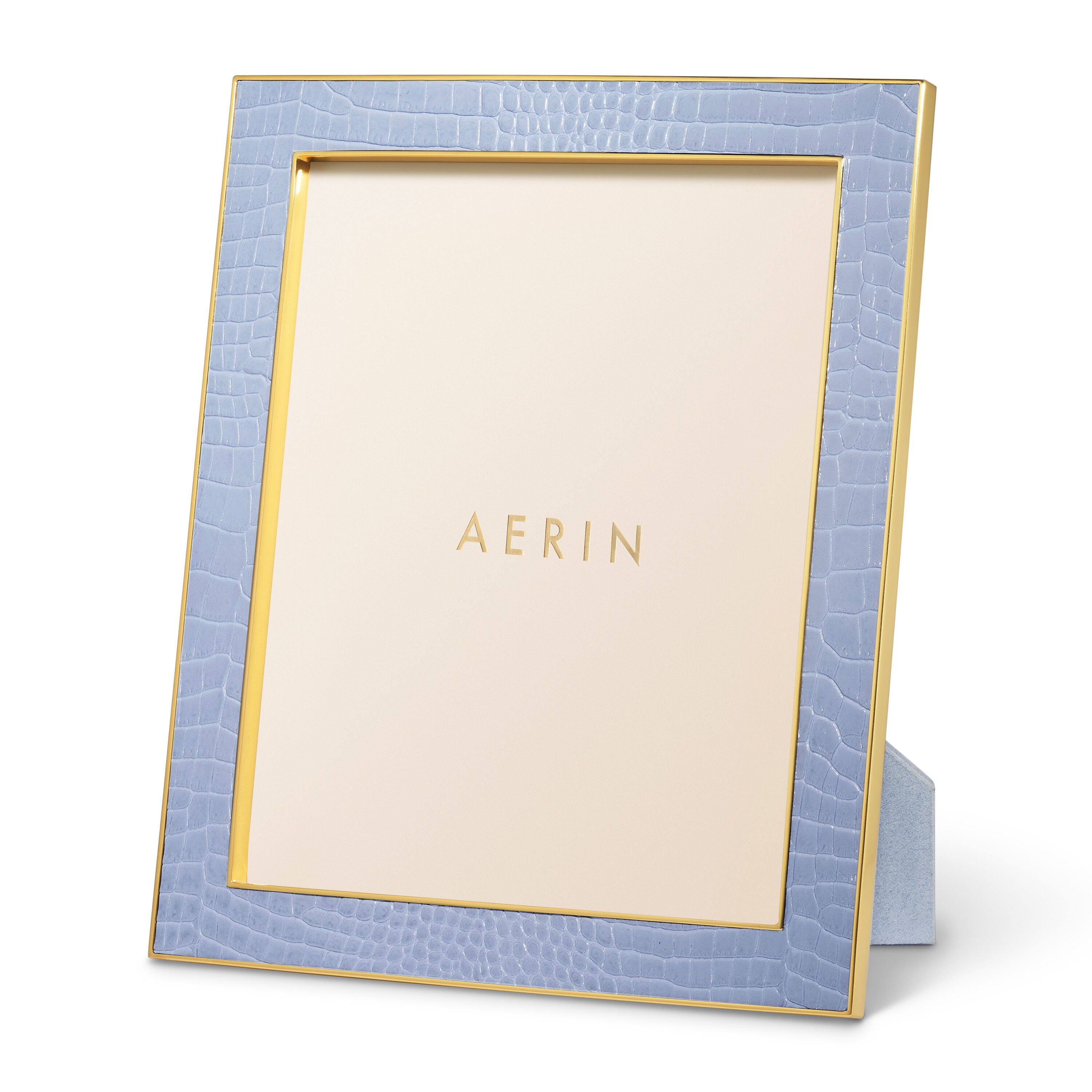 AERIN Classic Croc Leather 8x10 Frame Hydrangea Blue Lifelong